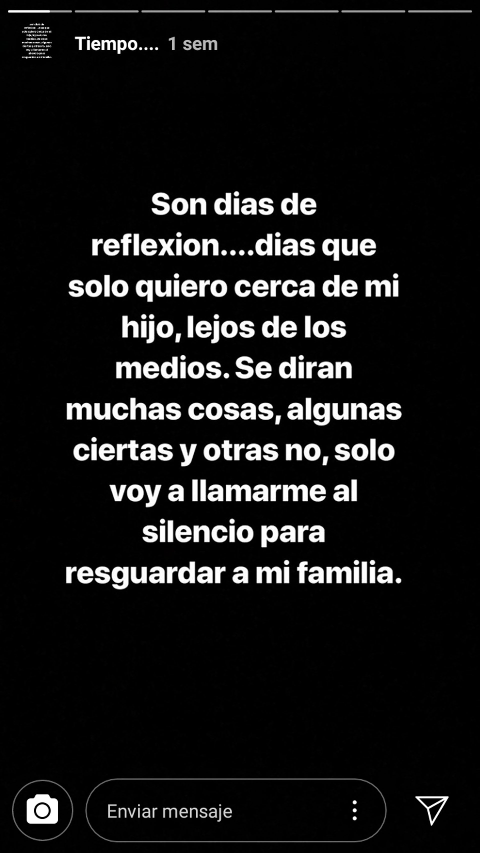 “Son días de reflexión… días que sólo quiero cerca de mi hijo, lejos de los medios”, decía hace una semana, antes de la denuncia de Morena.